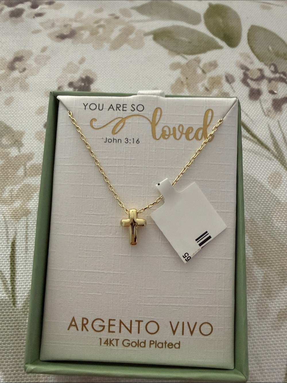 Argento Vivo Gold Bubble Cross Necklace with Gold Chain NEW 16”+3 extension